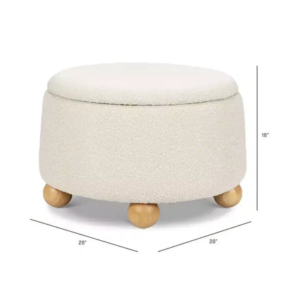 Poggiapiedi contenitore Namesake Tuffet con piedini a sfera in legno e coperchio sollevabile