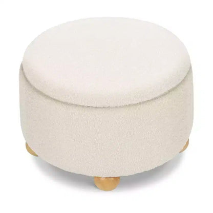 Poggiapiedi contenitore Namesake Tuffet con piedini a sfera in legno e coperchio sollevabile