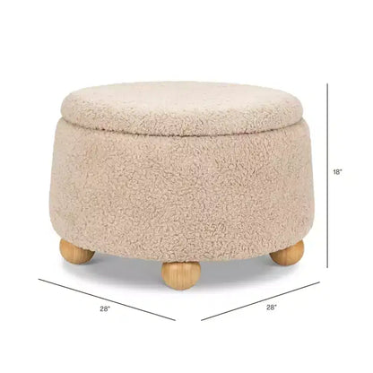 Poggiapiedi contenitore Namesake Tuffet con piedini a sfera in legno e coperchio sollevabile