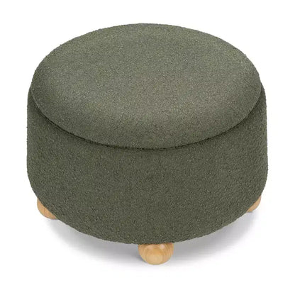 Poggiapiedi contenitore Namesake Tuffet con piedini a sfera in legno e coperchio sollevabile