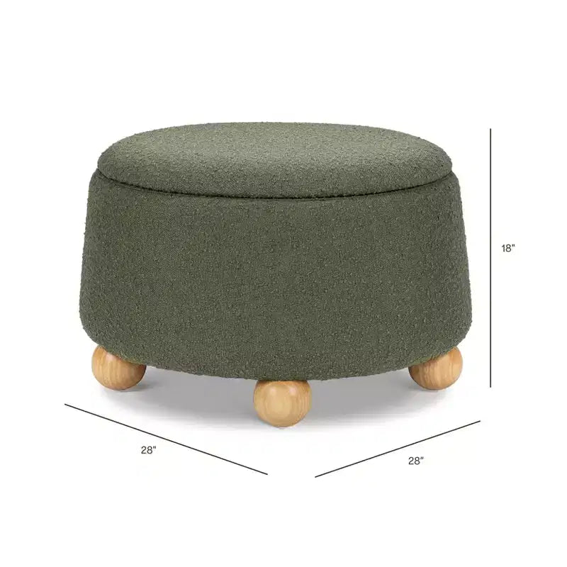 Poggiapiedi contenitore Namesake Tuffet con piedini a sfera in legno e coperchio sollevabile