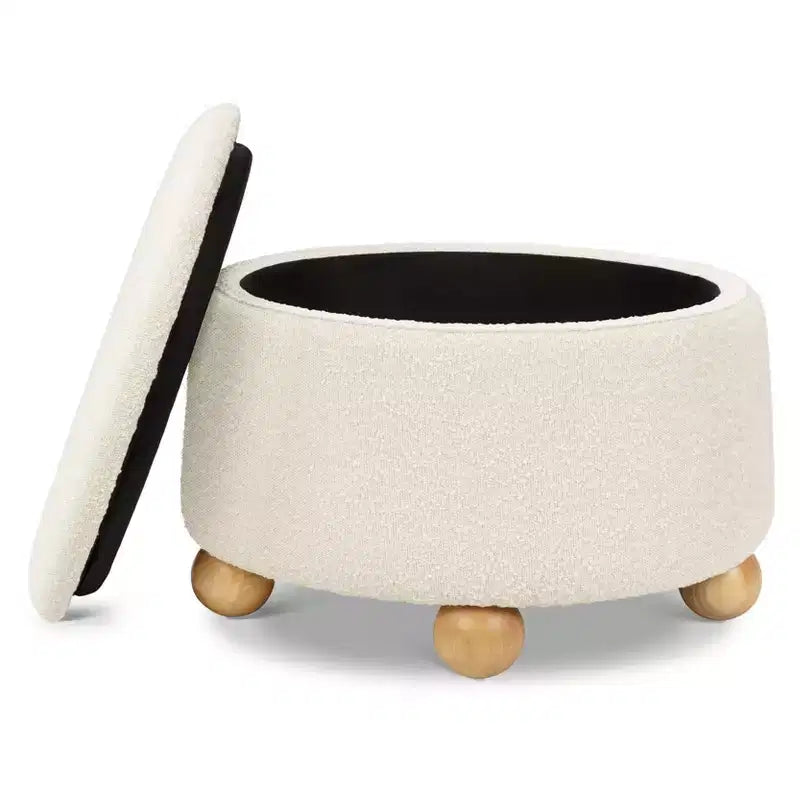 Namesake Tuffet Storage Ottoman with Wooden Ball Feet and Lift Top