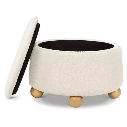 Namesake Tuffet Storage Ottoman with Wooden Ball Feet and Lift Top
