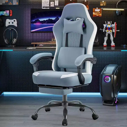 Okak Ergonomic Office Chair with Padding Armrest, Gaming Chair with Footrest and Lumbar Support, Swivel Chair with Wheels for Home, Office