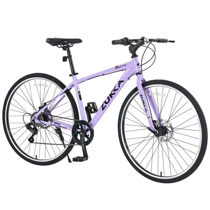 Bicicletta da strada Whisen 28, bici ibrida da città con telaio in lega di alluminio Shimano a 7 velocità, doppi freni a disco