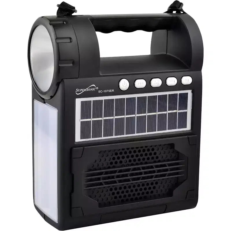 Supersonic SC-1075ER Solar Power Bluetooth Speaker with FM Radio Flashlight Lantern.