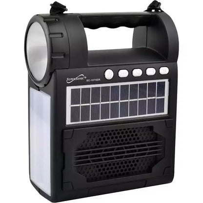Supersonic SC-1075ER Solar Power Bluetooth Speaker with FM Radio Flashlight Lantern.