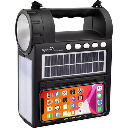 Altoparlante Bluetooth ad energia solare Supersonic SC-1075ER con radio FM, torcia e lanterna.