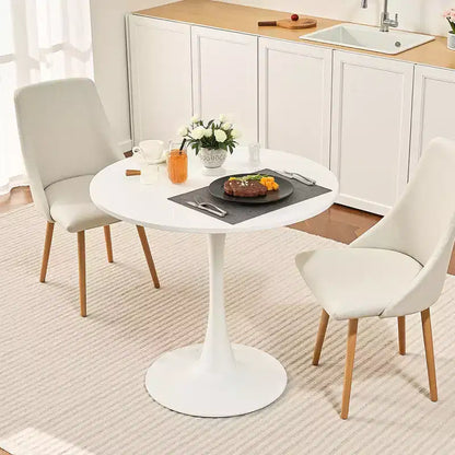 VEVOR Tavolo da Pranzo Rotondo, 80 cm Tavolo in Legno per 2-4 Persone, Moderno Tavolo Circolare, con Base a Piedistallo con Design a Tulipano, (Solo Tavolo), Bianco