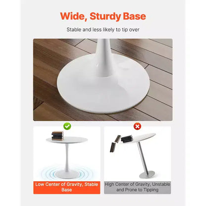 VEVOR Tavolo da Pranzo Rotondo, 80 cm Tavolo in Legno per 2-4 Persone, Moderno Tavolo Circolare, con Base a Piedistallo con Design a Tulipano, (Solo Tavolo), Bianco