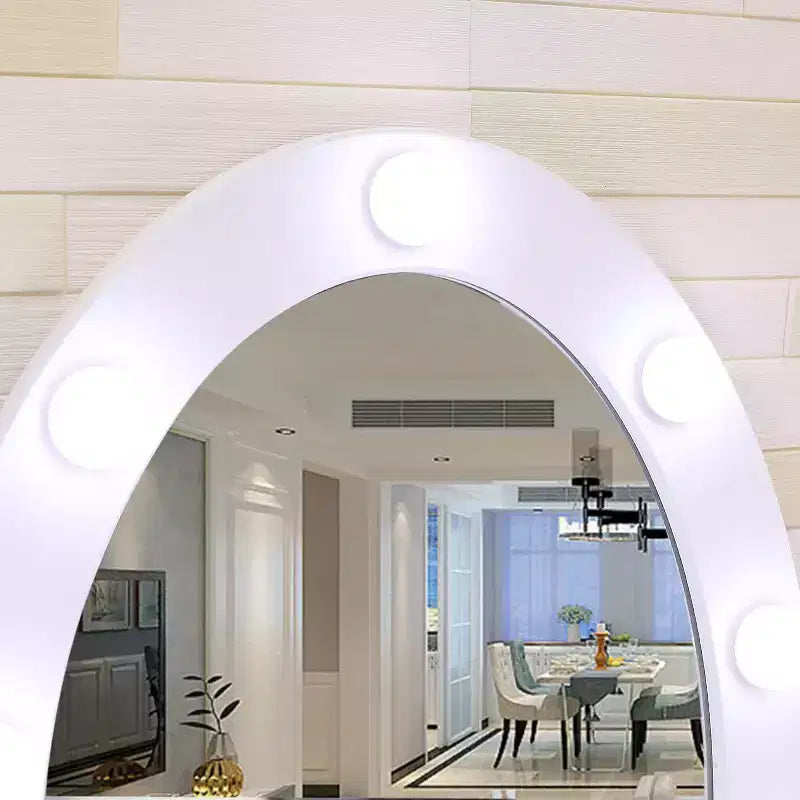Toeletta con specchio e luci, tavolo da trucco in legno con specchio ovale e sgabello, 3 modalità di illuminazione a colori, (Bianco)