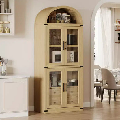71 Tall Bookshelf, 4 Tier Book Shelf with 2 Storage Drawers, with Doors, 15.83In Depth Wood Bookshelf for Home Office, Living Room, Bed Room