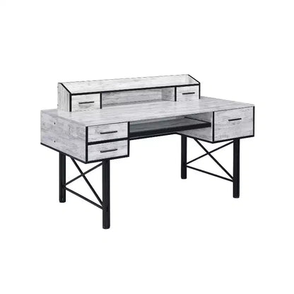HomeStock 30 in.H Silver Color Glass Writing Desks with Concealed Storage Compartment