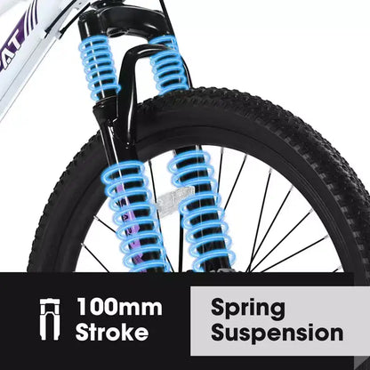 Okak 24/26IN Mountain Bike with 21 Speeds and Dual Disc Brakes, Kids Bike with 100mm Front Suspension, Dirt Bike for Teenagers and Women