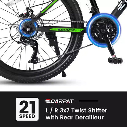 Okak 26IN Mountain Bike with 21 Speeds and Disc Brakes, Kids Dirt Bike with High-Carbon Steel Frame, Mens Bike for Adult & Teenagers