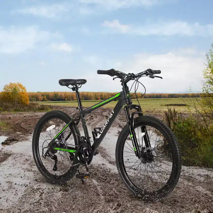 Okak 26IN Mountain Bike with 21 Speeds and Disc Brakes, Kids Dirt Bike with High-Carbon Steel Frame, Mens Bike for Adult & Teenagers