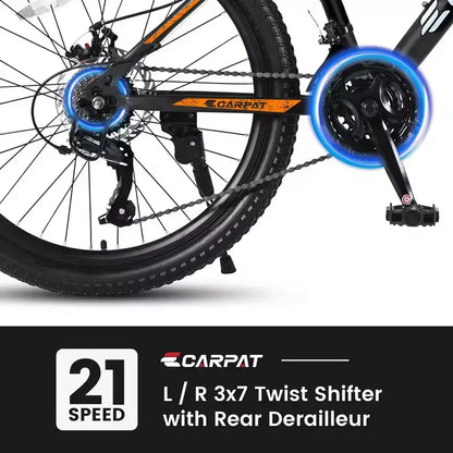 Okak 26IN Mountain Bike with 21 Speeds and Disc Brakes, Kids Dirt Bike with High-Carbon Steel Frame, Mens Bike for Adult & Teenagers