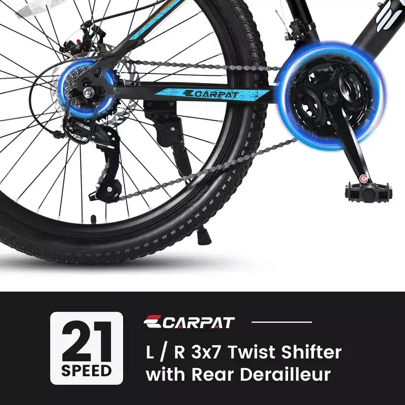 Okak 26IN Mountain Bike with 21 Speeds and Disc Brakes, Kids Dirt Bike with High-Carbon Steel Frame, Mens Bike for Adult & Teenagers