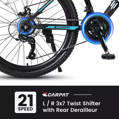 Okak 26IN Mountain Bike with 21 Speeds and Disc Brakes, Kids Dirt Bike with High-Carbon Steel Frame, Mens Bike for Adult & Teenagers