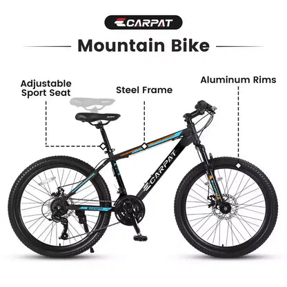 Okak 26IN Mountain Bike with 21 Speeds and Disc Brakes, Kids Dirt Bike with High-Carbon Steel Frame, Mens Bike for Adult & Teenagers