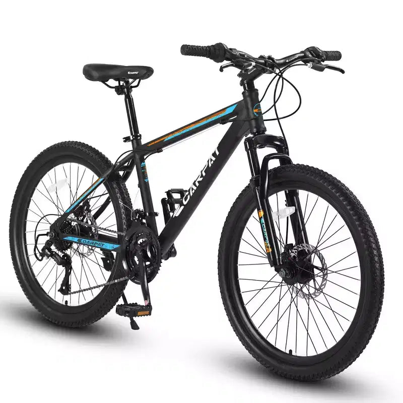 Okak 26IN Mountain Bike with 21 Speeds and Disc Brakes, Kids Dirt Bike with High-Carbon Steel Frame, Mens Bike for Adult & Teenagers