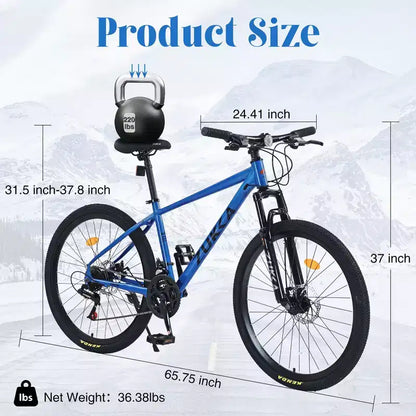 Bicicletta Okak 26 pollici per adulti con 24 velocità e forcella ammortizzata, mountain bike con pneumatici KENDA e freno a disco, bici fat tire per uomo e donna