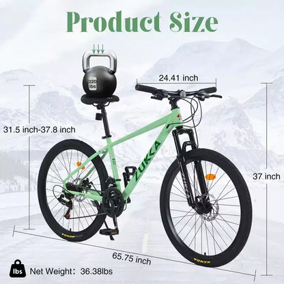 Bicicletta Okak 26 pollici per adulti con 24 velocità e forcella ammortizzata, mountain bike con pneumatici KENDA e freno a disco, bici fat tire per uomo e donna