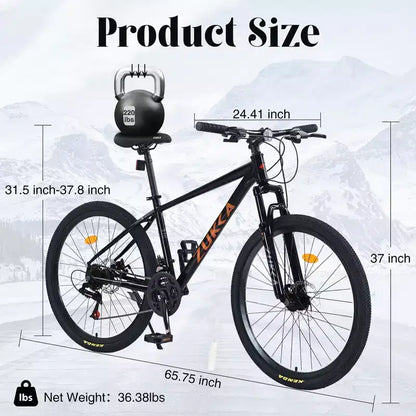 Bicicletta Okak 26 pollici per adulti con 24 velocità e forcella ammortizzata, mountain bike con pneumatici KENDA e freno a disco, bici fat tire per uomo e donna