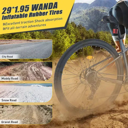Okak 29IN Mountain Bike with 8 Speed System, Dirt Bike with Steel Frame and Front Suspension, Adult Bike for Men, Women, Boys and Girls