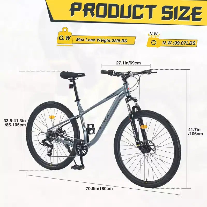 Okak 29IN Mountain Bike with 8 Speed System, Dirt Bike with Steel Frame and Front Suspension, Adult Bike for Men, Women, Boys and Girls