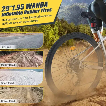 Okak 29IN Mountain Bike with 8 Speed System, Dirt Bike with Steel Frame and Front Suspension, Adult Bike for Men, Women, Boys and Girls