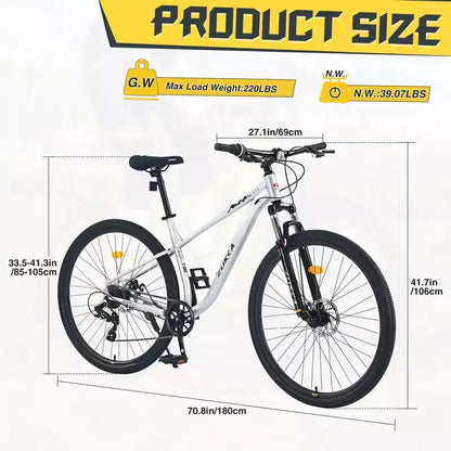 Okak 29IN Mountain Bike with 8 Speed System, Dirt Bike with Steel Frame and Front Suspension, Adult Bike for Men, Women, Boys and Girls