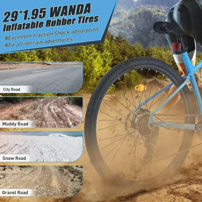 Okak 29IN Mountain Bike with 8 Speed System, Dirt Bike with Steel Frame and Front Suspension, Adult Bike for Men, Women, Boys and Girls