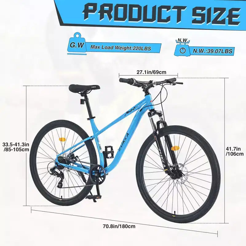 Okak 29IN Mountain Bike with 8 Speed System, Dirt Bike with Steel Frame and Front Suspension, Adult Bike for Men, Women, Boys and Girls