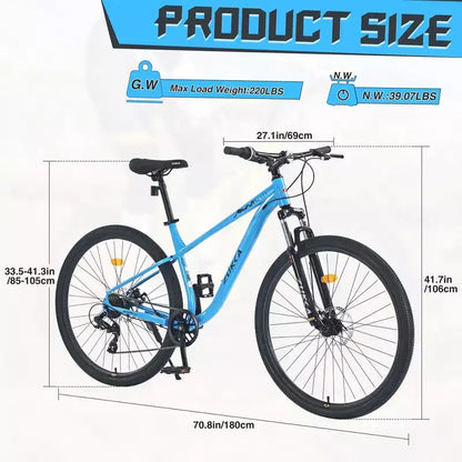Okak 29IN Mountain Bike with 8 Speed System, Dirt Bike with Steel Frame and Front Suspension, Adult Bike for Men, Women, Boys and Girls