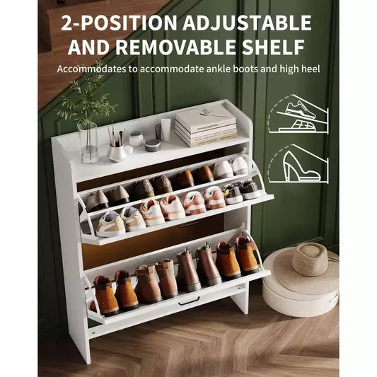 2 cajones abatibles,Shoe Storage Cabinet Entryway Slim Shoe Rack,