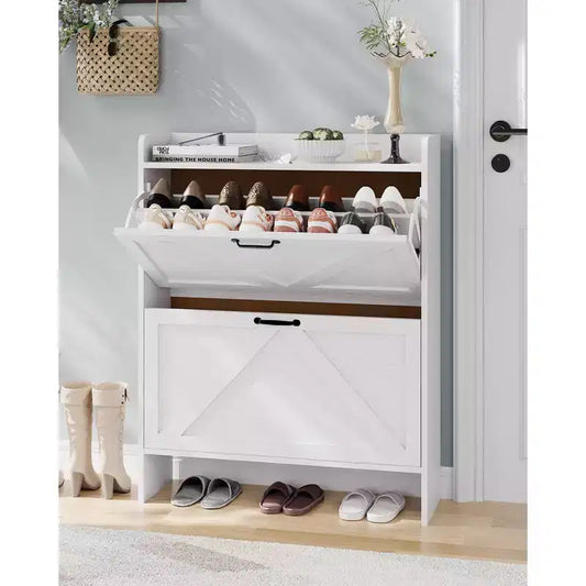 2 cajones abatibles,Shoe Storage Cabinet Entryway Slim Shoe Rack,