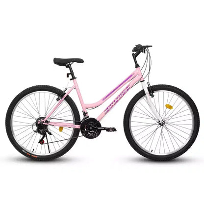 Mountain bike Okak 24/26IN con telaio in acciaio al carbonio, bici per adulti con sistema a 21 velocità e doppio freno a V, dirt bike per adulti e ragazzi