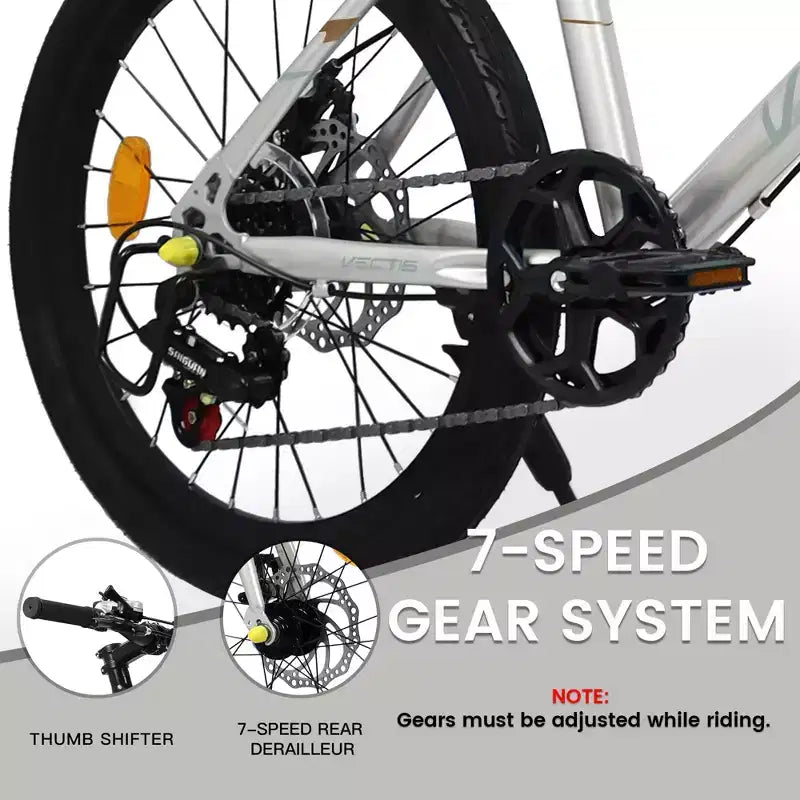 Okak Bici per Bambini 20 pollici con 7 velocità e telaio in acciaio, Bici per Bambini con doppi freni a disco e pneumatici da 1.75 pollici, Bici Cruiser per Bambini e Bambine
