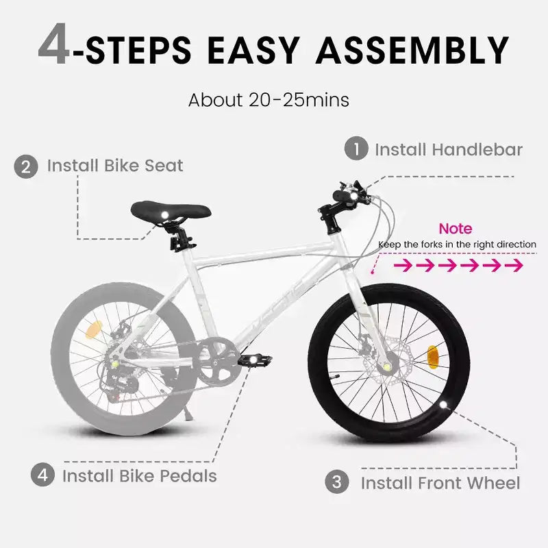 Okak Bici per Bambini 20 pollici con 7 velocità e telaio in acciaio, Bici per Bambini con doppi freni a disco e pneumatici da 1.75 pollici, Bici Cruiser per Bambini e Bambine