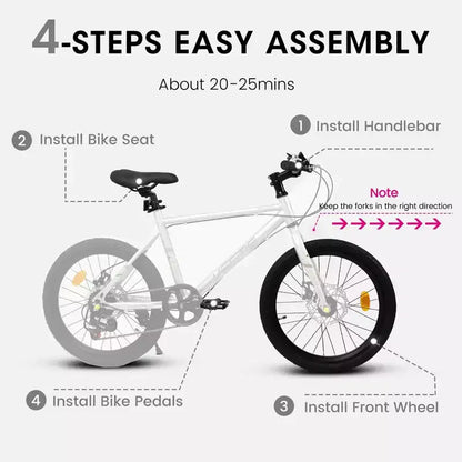 Okak Bici per Bambini 20 pollici con 7 velocità e telaio in acciaio, Bici per Bambini con doppi freni a disco e pneumatici da 1.75 pollici, Bici Cruiser per Bambini e Bambine