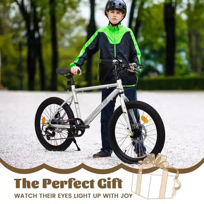 Okak Bici per Bambini 20 pollici con 7 velocità e telaio in acciaio, Bici per Bambini con doppi freni a disco e pneumatici da 1.75 pollici, Bici Cruiser per Bambini e Bambine