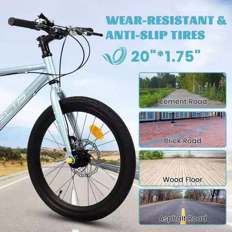 Okak Bici per Bambini 20 pollici con 7 velocità e telaio in acciaio, Bici per Bambini con doppi freni a disco e pneumatici da 1.75 pollici, Bici Cruiser per Bambini e Bambine