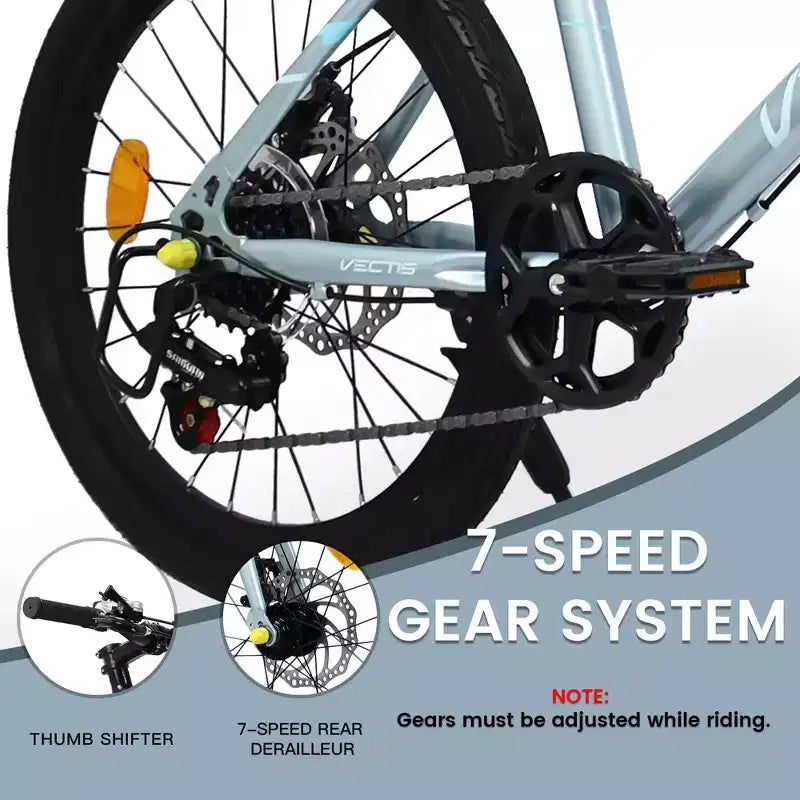 Okak Bici per Bambini 20 pollici con 7 velocità e telaio in acciaio, Bici per Bambini con doppi freni a disco e pneumatici da 1.75 pollici, Bici Cruiser per Bambini e Bambine
