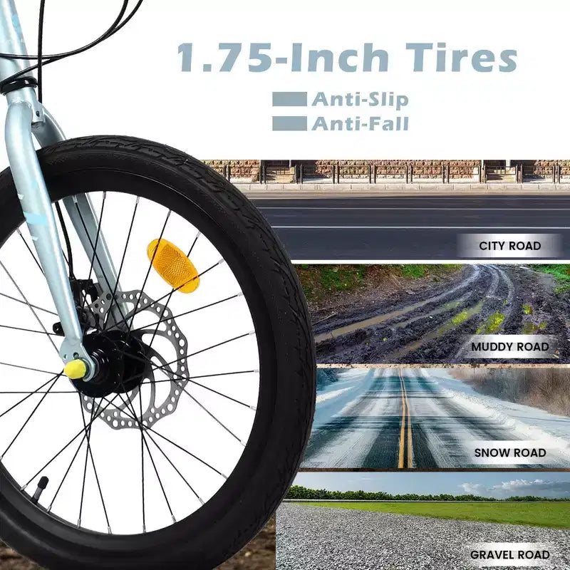 Okak Bici per Bambini 20 pollici con 7 velocità e telaio in acciaio, Bici per Bambini con doppi freni a disco e pneumatici da 1.75 pollici, Bici Cruiser per Bambini e Bambine