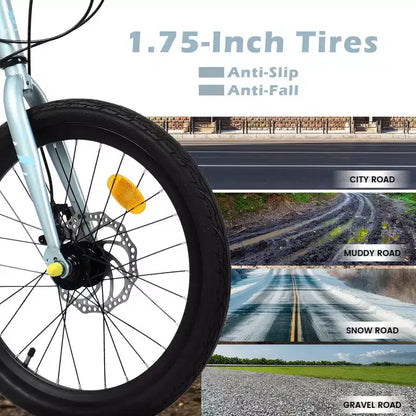 Okak Bici per Bambini 20 pollici con 7 velocità e telaio in acciaio, Bici per Bambini con doppi freni a disco e pneumatici da 1.75 pollici, Bici Cruiser per Bambini e Bambine