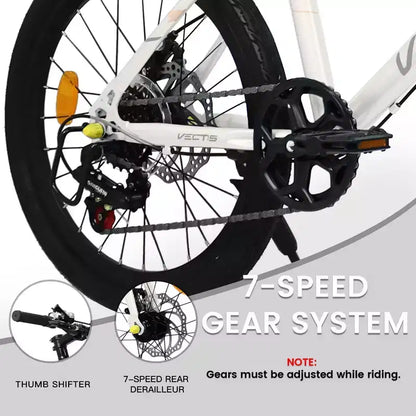 Okak Bici per Bambini 20 pollici con 7 velocità e telaio in acciaio, Bici per Bambini con doppi freni a disco e pneumatici da 1.75 pollici, Bici Cruiser per Bambini e Bambine