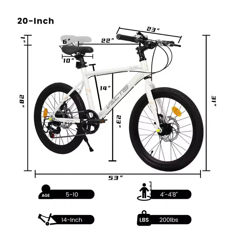 Okak Bici per Bambini 20 pollici con 7 velocità e telaio in acciaio, Bici per Bambini con doppi freni a disco e pneumatici da 1.75 pollici, Bici Cruiser per Bambini e Bambine