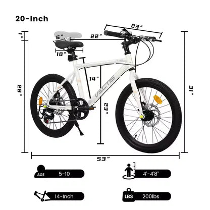 Okak Bici per Bambini 20 pollici con 7 velocità e telaio in acciaio, Bici per Bambini con doppi freni a disco e pneumatici da 1.75 pollici, Bici Cruiser per Bambini e Bambine