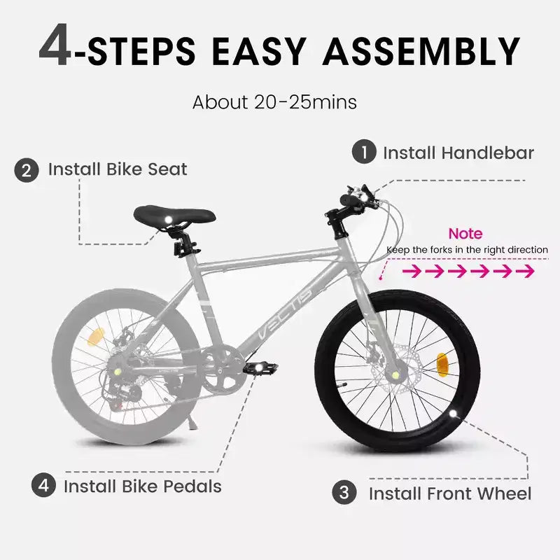 Okak Bici per Bambini 20 pollici con 7 velocità e telaio in acciaio, Bici per Bambini con doppi freni a disco e pneumatici da 1.75 pollici, Bici Cruiser per Bambini e Bambine